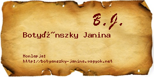 Botyánszky Janina névjegykártya